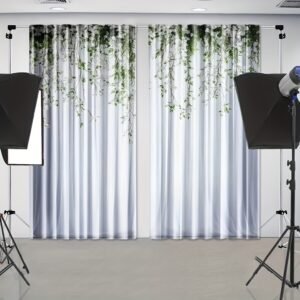 2D Flat, 2pcs, Elegant Semi-Sheer Floral Botanical Parrot Print Curtains, Rod Pocket Design, Perfect for Kitchen & Bedroom Decoration Backdrop Curtain, Ideal for Nature Inspired Photo Shoots, Event Backdrops for Living Room & Bedroom Studio, Holiday