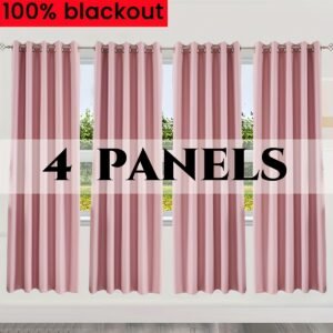 4pcs Minimalist Blackout Curtains, Laminated with Grommets for Room Darkening and Sun Protection, Suitable for Bedroom, Study, Living Room, and Dining Room, Set of 4 Panels