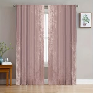 2D Flat, 2D Flat- Black Blackout Curtain Set, 2pcs, No Hanging Rope Included, Size 59.99cm X 150.01cm, Featuring a Rose Beige Background with a Simple and Low-Design. These Modern Curtains Are Living Rooms, Cafes, and Farmhouses, Model CL0908369.