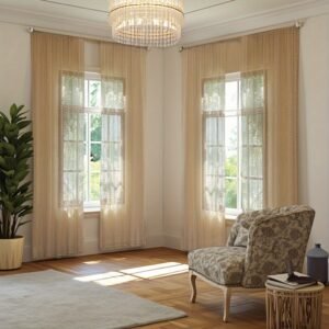 4pcs European Bohemian Style Hollow Out Rod Installation with Tassels, Suitable for Filtering Light - Bay Windows, Living Rooms, Bedrooms, Offices - Hollow Fabric Design for High-End Home Decor